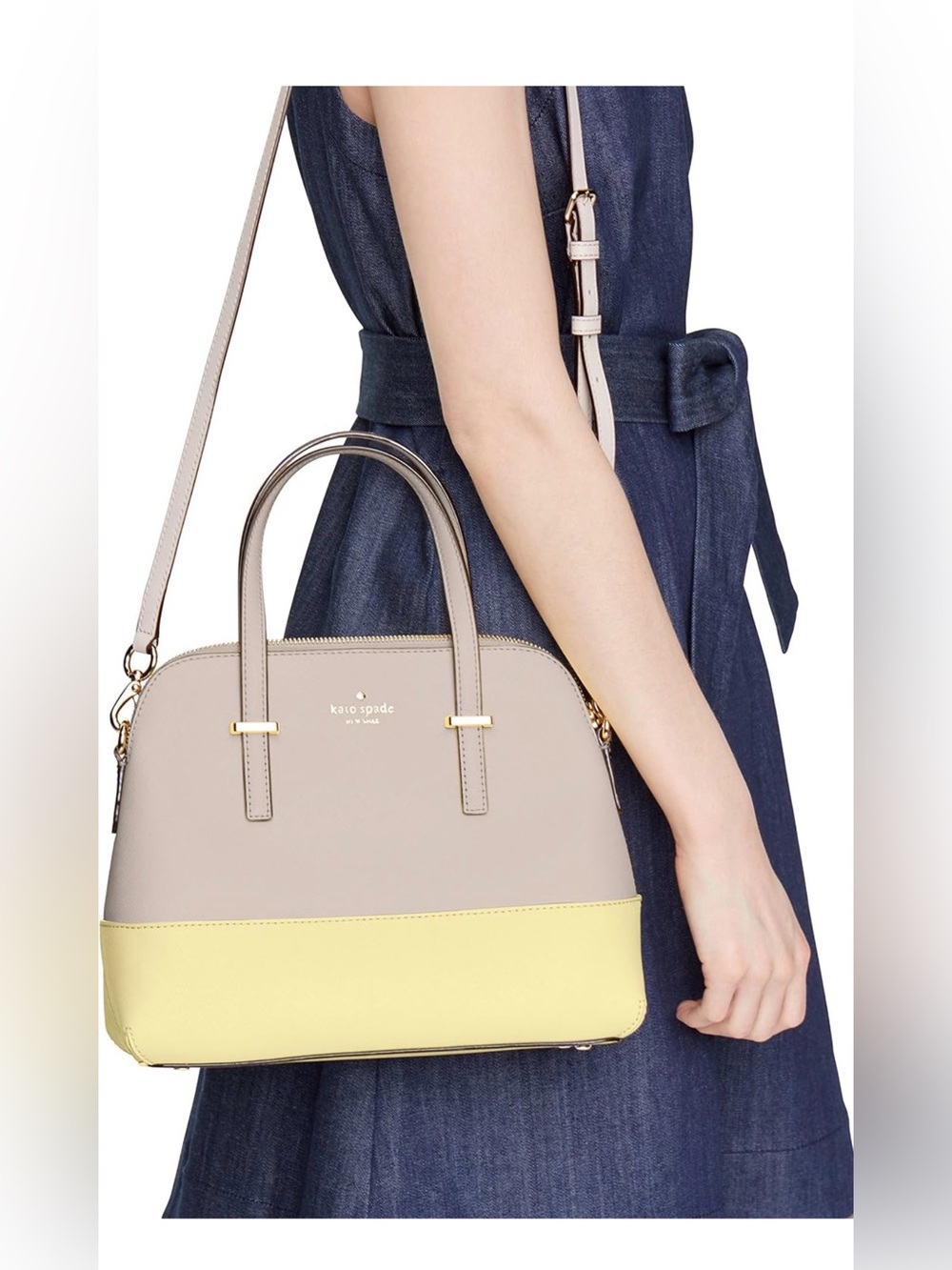 kate spade beige and Yellow Two-Tone Dome Satchel - Picture 2 of 5